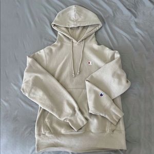 Cream Champion Reverse Weave Hoodie, Small